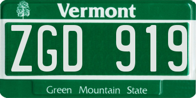 VT license plate ZGD919