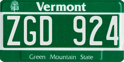 VT license plate ZGD924