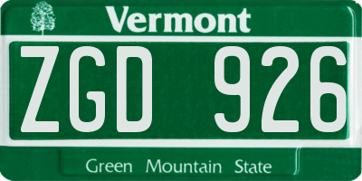 VT license plate ZGD926