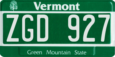 VT license plate ZGD927