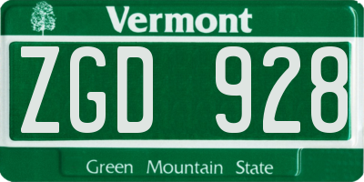 VT license plate ZGD928