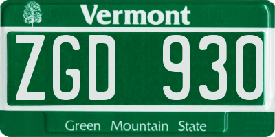 VT license plate ZGD930
