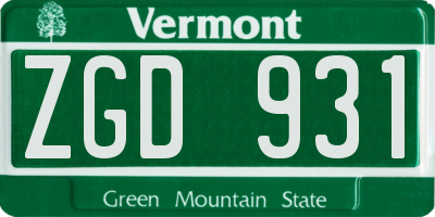 VT license plate ZGD931