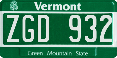 VT license plate ZGD932