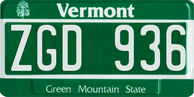 VT license plate ZGD936