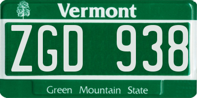 VT license plate ZGD938