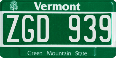 VT license plate ZGD939