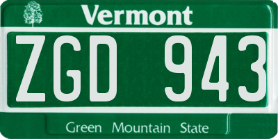 VT license plate ZGD943