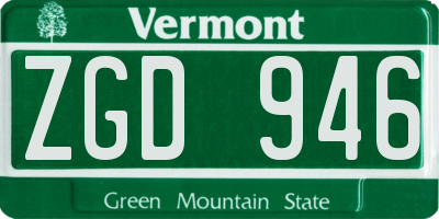 VT license plate ZGD946