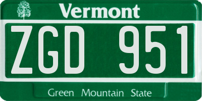 VT license plate ZGD951
