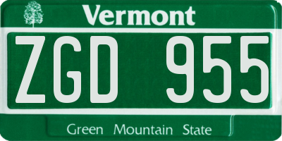 VT license plate ZGD955