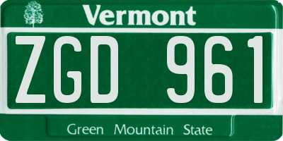 VT license plate ZGD961