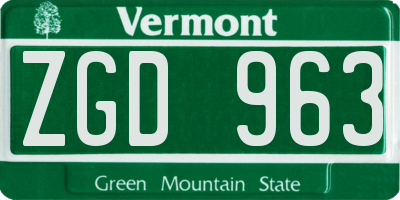 VT license plate ZGD963