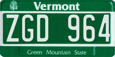 VT license plate ZGD964