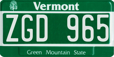 VT license plate ZGD965