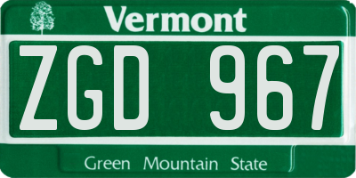 VT license plate ZGD967