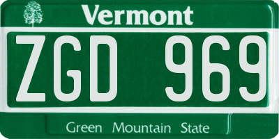 VT license plate ZGD969