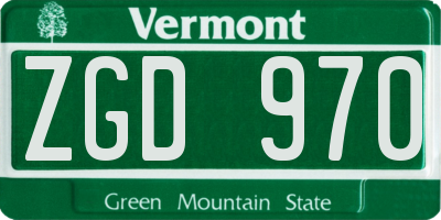 VT license plate ZGD970