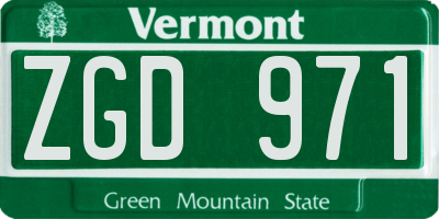 VT license plate ZGD971