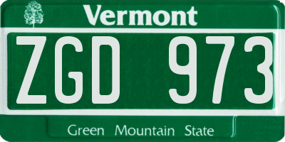 VT license plate ZGD973