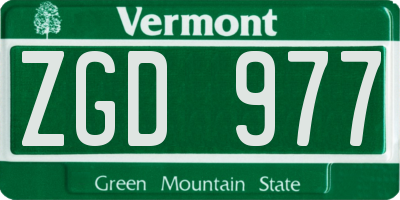 VT license plate ZGD977