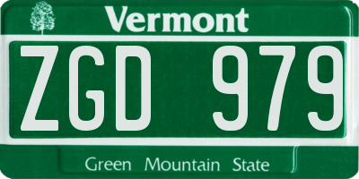 VT license plate ZGD979