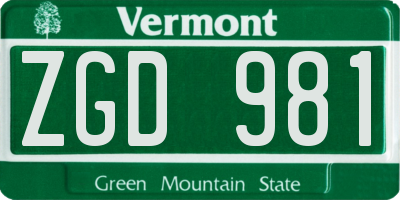VT license plate ZGD981