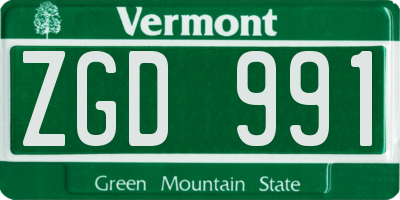 VT license plate ZGD991