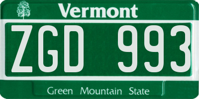 VT license plate ZGD993