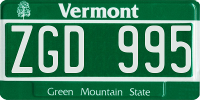 VT license plate ZGD995