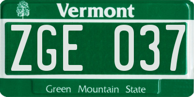 VT license plate ZGE037