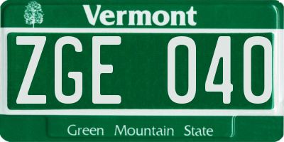 VT license plate ZGE040