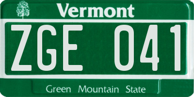 VT license plate ZGE041