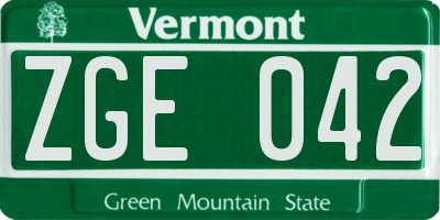 VT license plate ZGE042