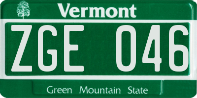 VT license plate ZGE046