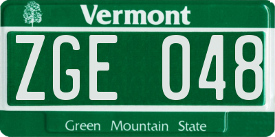 VT license plate ZGE048