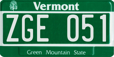 VT license plate ZGE051