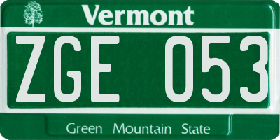VT license plate ZGE053