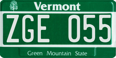 VT license plate ZGE055