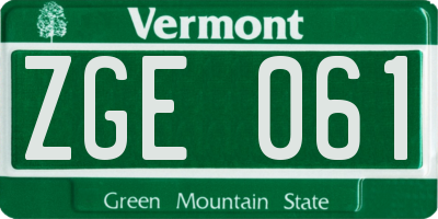 VT license plate ZGE061