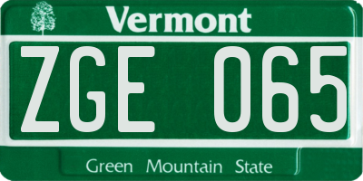 VT license plate ZGE065