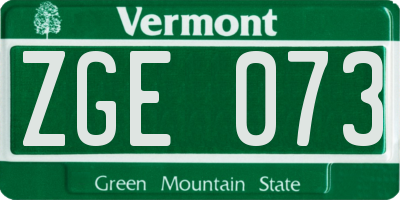 VT license plate ZGE073