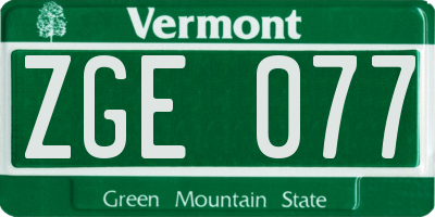 VT license plate ZGE077