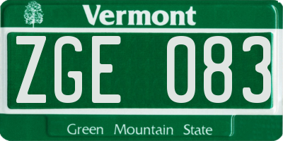 VT license plate ZGE083