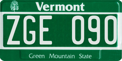 VT license plate ZGE090