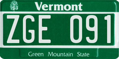 VT license plate ZGE091