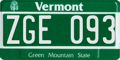 VT license plate ZGE093