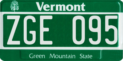 VT license plate ZGE095