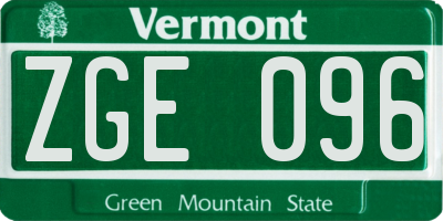 VT license plate ZGE096