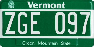 VT license plate ZGE097